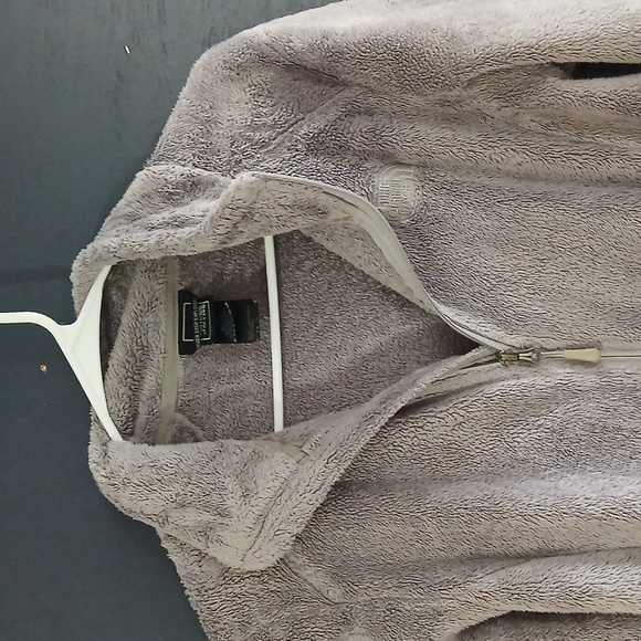 The North Face Fleece Women's Soft Gray Teddy Jacket Zip Down Size Small - Picture 2 of 7